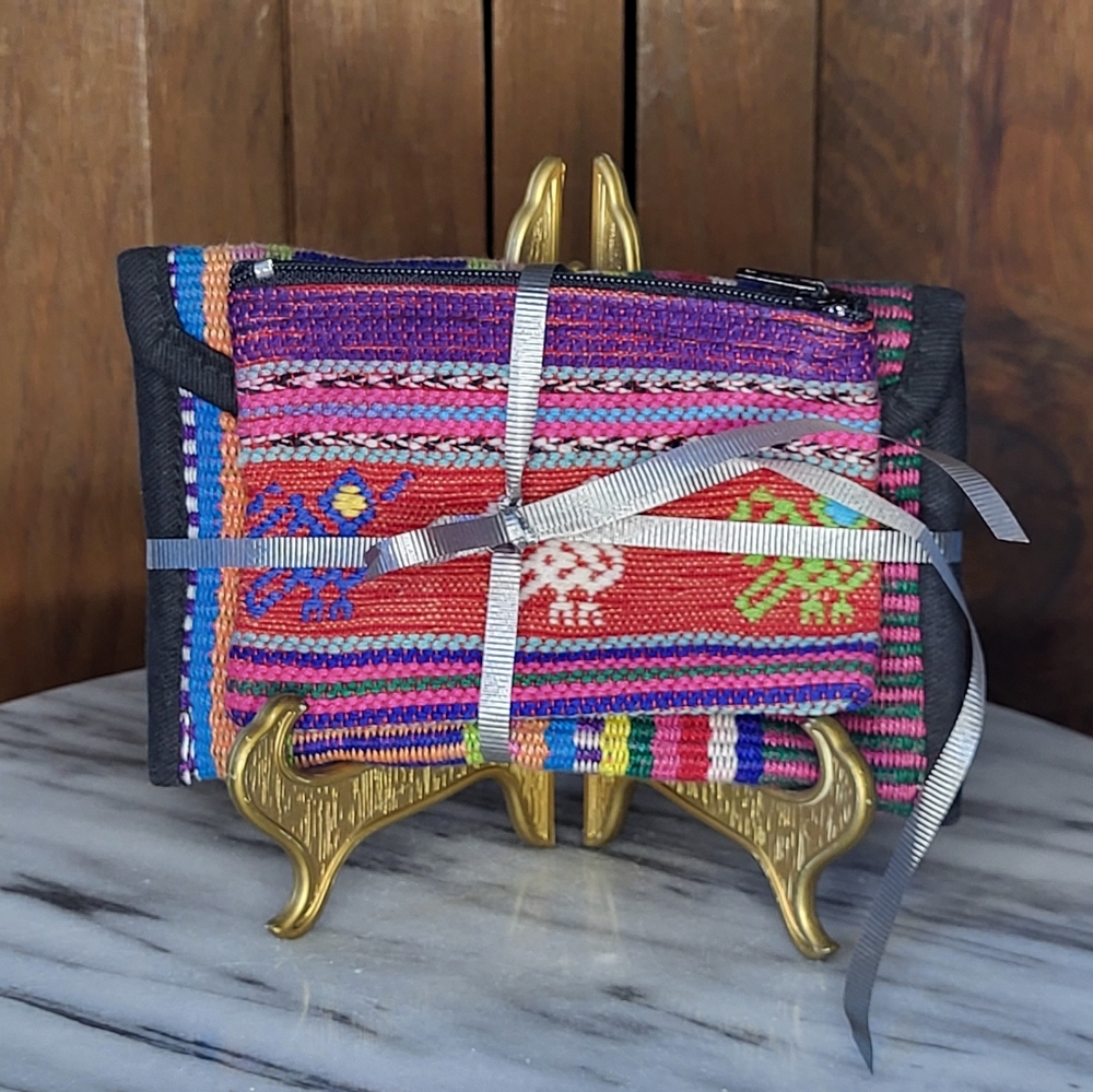 Colorful Woven Wallet And Coin Pouch